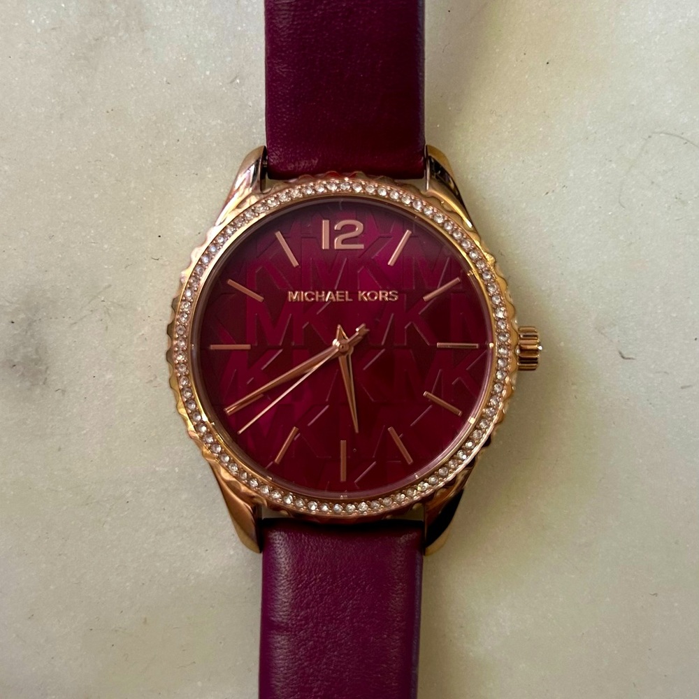 Michael Kors Burgundy Watch with rose gold hardware
